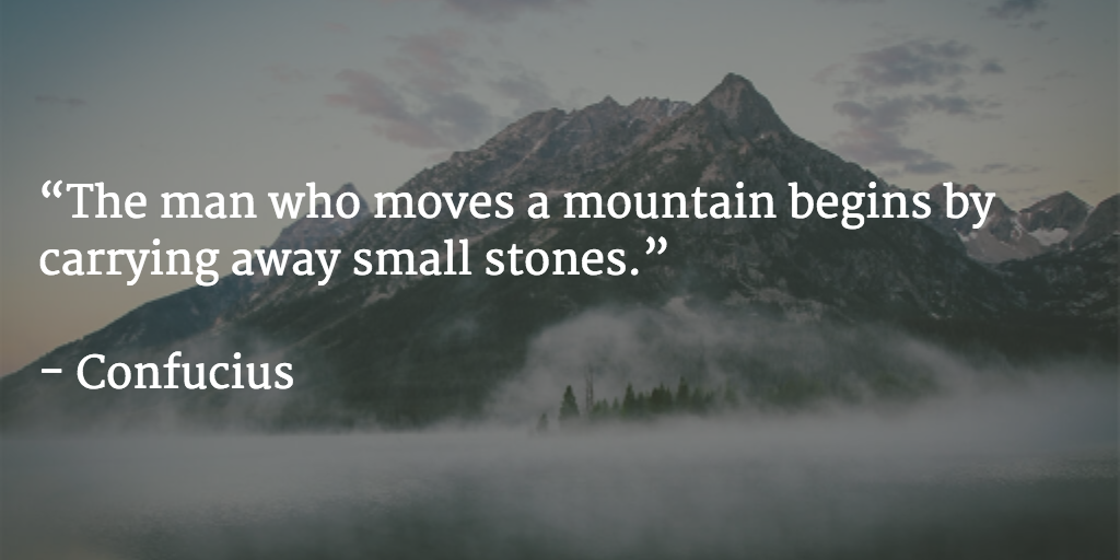 The man who moves a mountain begins by carrying away small stones - Confucius